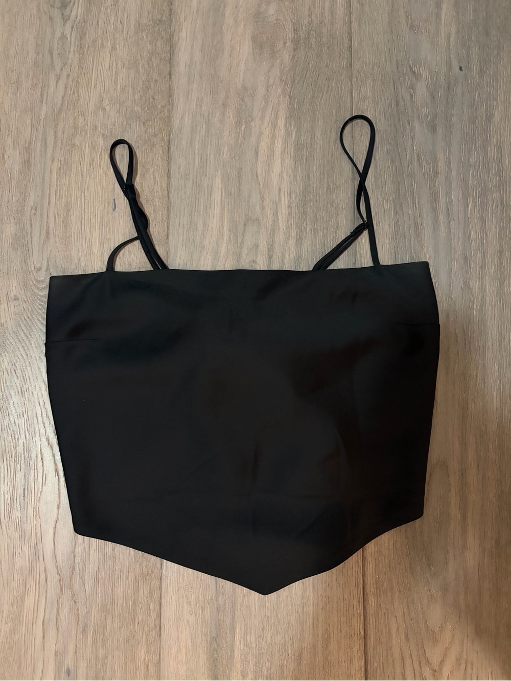 Sunday Best Black Pointed Hem Spaghetti Strap Crop Top
